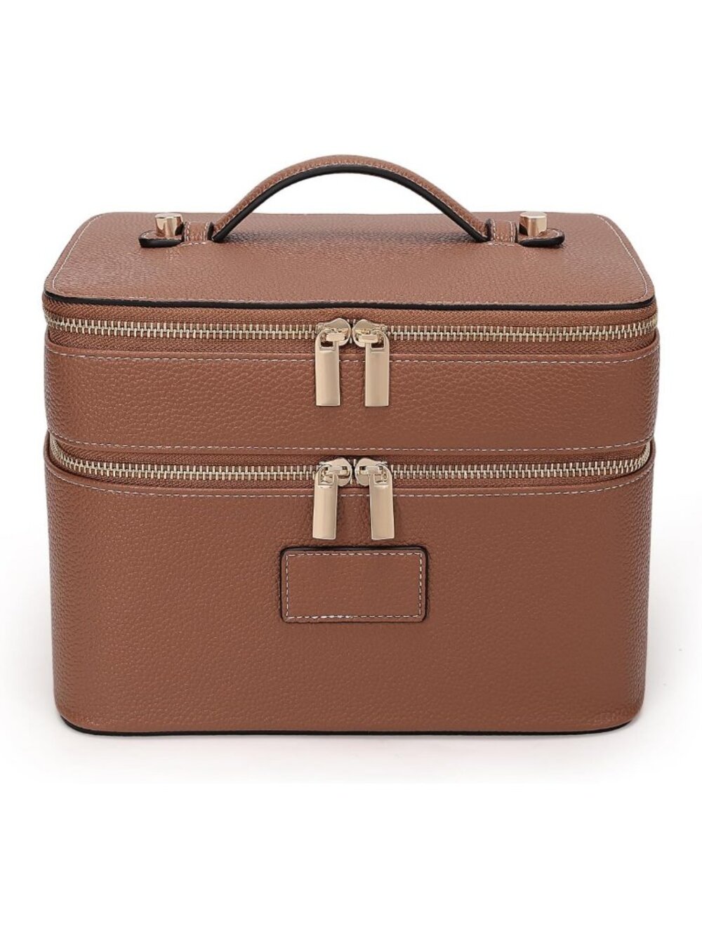 Stylish Large Leather Makeup Bag Duo - Travel Toiletry Case & Double Layer
